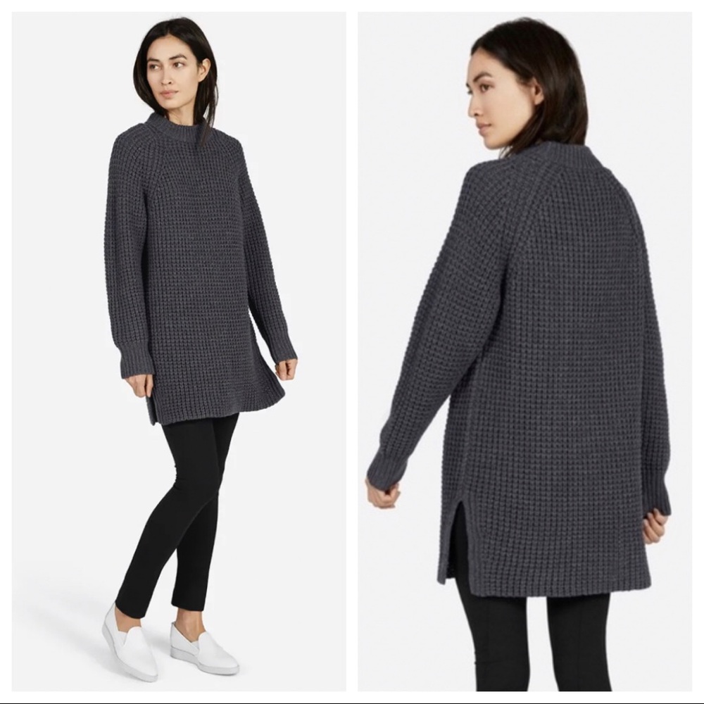Everlane Navy Blue Waffle Knit Sweater Tunic Sz S - Picture 10 of 11